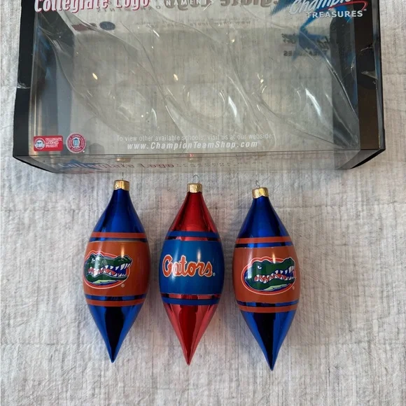 Florida Gators Holiday Ornament Set - Blue, Red, Orange - Picture 1 of 2